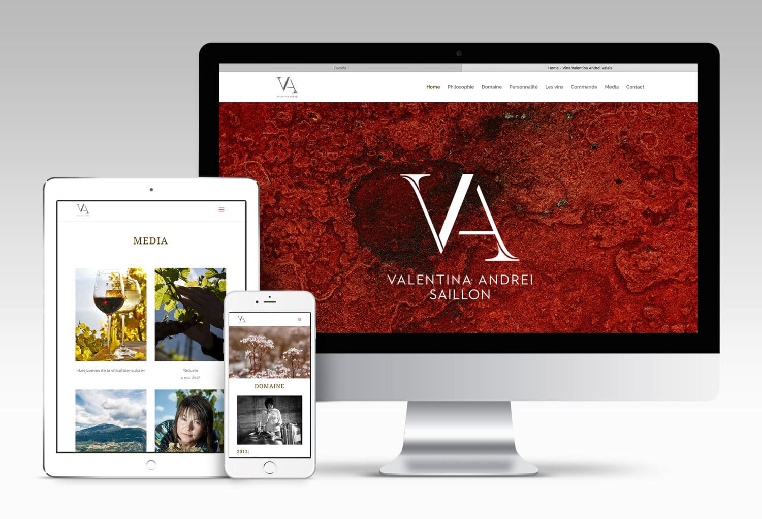 Conception du Site de Valentina Andrei vigneronne-caviste à Saillon © Haymoz design, graphiste Lausanne
