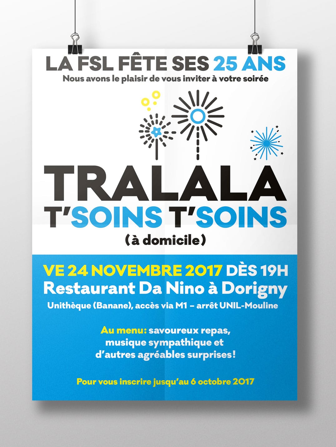 Affiche soirée 25 ans Fondation Soins Lausanne 