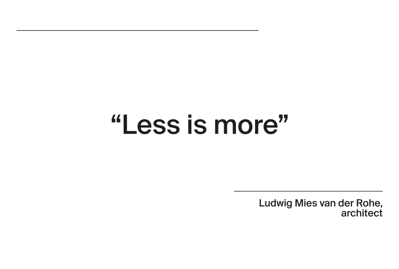 less is more, webdesign minimaliste