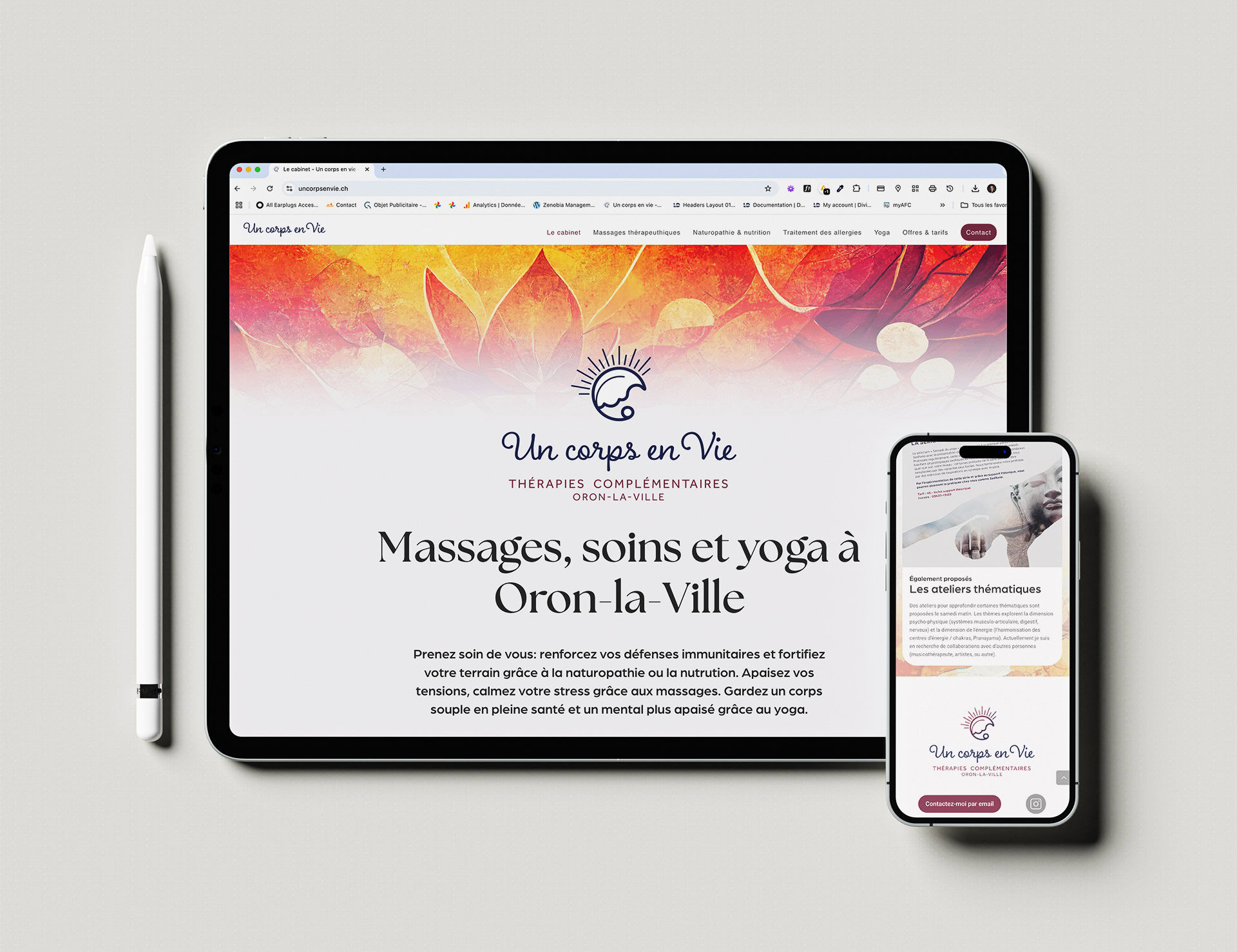 Design de site web institutionnel réalisé pour Un Corps en Vie à Moudon